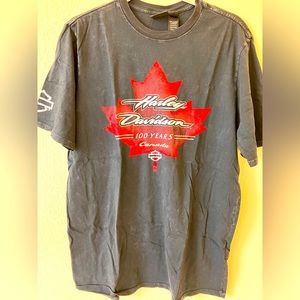 Harley Davidson logo 100 years Canada gray shirt medium preloved